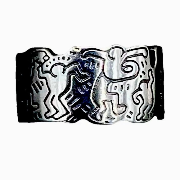 Keith Haring Inspired S925 Sterling Silver Ring With Wavy Design ♥️ Size 8 - Picture 7 of 8